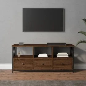 Iron TV cabinet brown oak plywood 102x33x45 cm by vidaXL, TV Furniture - Ref: Foro24-831792, Price: 77,00 €, Discount: %