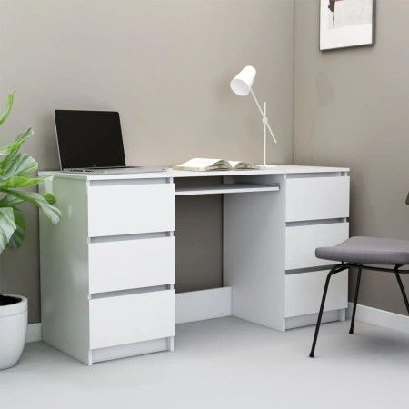 Weißer Sperrholzschreibtisch 140x50x77 cm von vidaXL, Schreibtische - Ref: Foro24-800810, Preis: 193,13 €, Rabatt: %