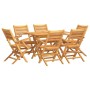 Juego de comedor de jardín 7 piezas madera maciza de teca