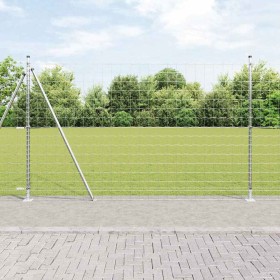 Reja con postes Plateado 1.4 x 10 m Acero