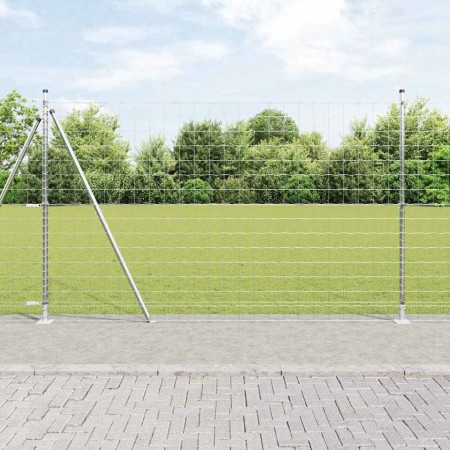 Reja con postes Plateado 1.5 x 10 m Acero