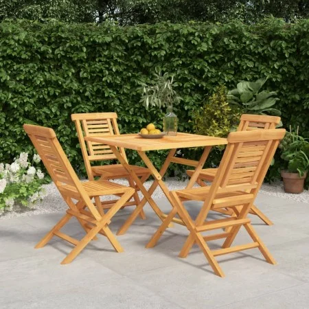 Juego de comedor para jardín 5 piezas madera maciza de teca de vidaXL, Conjuntos de jardín - Ref: Foro24-3155034, Precio: 415...