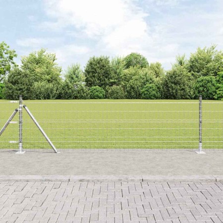 Reja con postes Plateado 0.4 x 25 m Acero