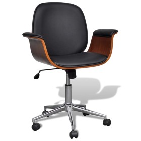 Sillón giratorio de madera curvada y cuero sintético de vidaXL, Sillas de oficina - Ref: Foro24-241057, Precio: 189,64 €, Des...