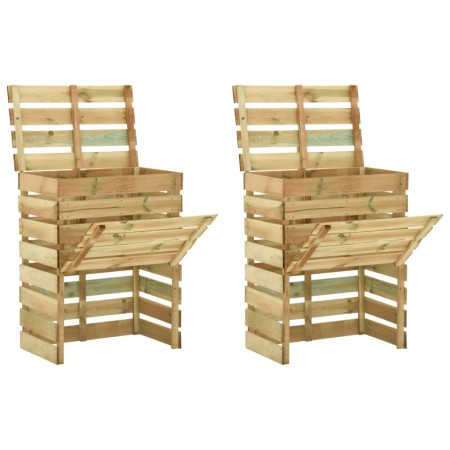 Compostadores de láminas 2 uds madera de pino 80x50x100 cm