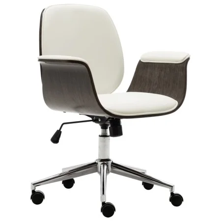 Bürostuhl aus Bugholz und weißem Kunstleder von vidaXL, Bürostühle - Ref: Foro24-283126, Preis: 145,68 €, Rabatt: %
