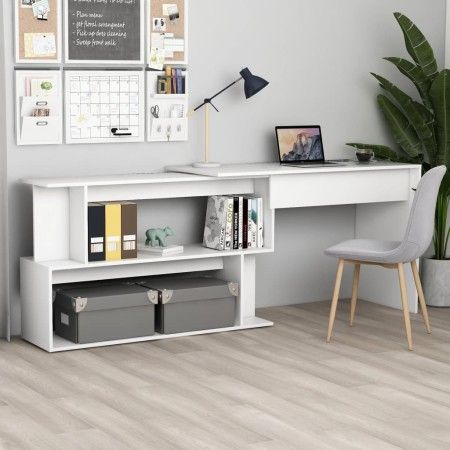 Eckschreibtisch aus weißem Sperrholz 200x50x76 cm von vidaXL, Schreibtische - Ref: Foro24-801098, Preis: 106,67 €, Rabatt: %