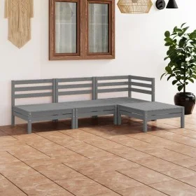 Gartenmöbel-Set 4-teilig aus massivem grauem Kiefernholz von vidaXL, Gartensets - Ref: Foro24-3082629, Preis: 208,12 €, Rabat...