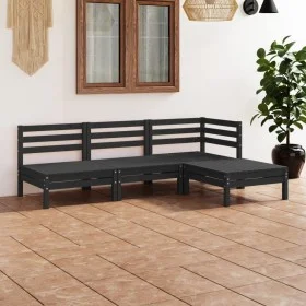 4-teiliges Gartenmöbel-Set aus massivem Kiefernholz schwarz von vidaXL, Gartensets - Ref: Foro24-3082631, Preis: 206,97 €, Ra...
