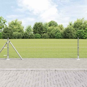 Reja con postes Plateado 0.4 x 50 m Acero