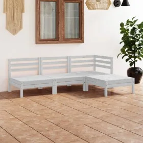 Gartenmöbel-Set 4-teilig aus massivem weißem Kiefernholz von vidaXL, Gartensets - Ref: Foro24-3082628, Preis: 200,46 €, Rabat...
