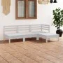 Gartenmöbel-Set 4-teilig aus massivem weißem Kiefernholz von vidaXL, Gartensets - Ref: Foro24-3082628, Preis: 200,46 €, Rabat...