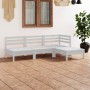 Gartenmöbel-Set 4-teilig aus massivem weißem Kiefernholz von vidaXL, Gartensets - Ref: Foro24-3082628, Preis: 203,09 €, Rabat...