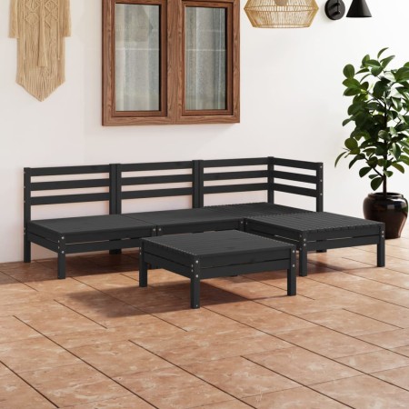 Gartenmöbel-Set 5-teilig aus massivem schwarzem Kiefernholz von vidaXL, Gartensets - Ref: Foro24-3082636, Preis: 253,89 €, Ra...