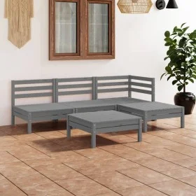 Gartenmöbel-Set 5-teilig aus massivem grauem Kiefernholz von vidaXL, Gartensets - Ref: Foro24-3082634, Preis: 244,19 €, Rabat...