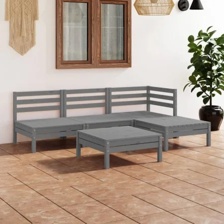Gartenmöbel-Set 5-teilig aus massivem grauem Kiefernholz von vidaXL, Gartensets - Ref: Foro24-3082634, Preis: 244,19 €, Rabat...