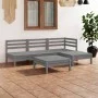 Gartenmöbel-Set 5-teilig aus massivem grauem Kiefernholz von vidaXL, Gartensets - Ref: Foro24-3082634, Preis: 244,19 €, Rabat...