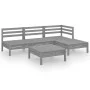 Gartenmöbel-Set 5-teilig aus massivem grauem Kiefernholz von vidaXL, Gartensets - Ref: Foro24-3082634, Preis: 244,19 €, Rabat...