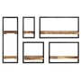 Conjunto estantes pared 5 piezas madera maciza acacia y acero