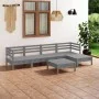 9-teiliges Gartenmöbel-Set Kiefernholz massiv grau von vidaXL, Gartensets - Ref: Foro24-3082684, Preis: 308,63 €, Rabatt: %