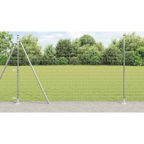 Reja con postes Plateado 1.4 x 10 m Acero