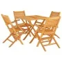 Juego de comedor para jardín 5 piezas madera maciza de teca de vidaXL, Conjuntos de jardín - Ref: Foro24-3155041, Precio: 382...