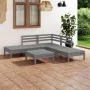6-teiliges Gartenmöbel-Set Kiefernholz massiv grau von vidaXL, Gartensets - Ref: Foro24-3082644, Preis: 290,68 €, Rabatt: %