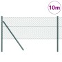 Valla de eslabones de cadena con postes Verde 0.8 x 10 m Acero