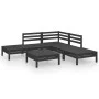 6-teiliges Gartenmöbel-Set aus massivem Kiefernholz schwarz von vidaXL, Gartensets - Ref: Foro24-3082646, Preis: 294,66 €, Ra...