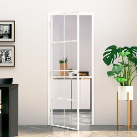 Puerta de interior vidrio templado y aluminio blanco 76x201,5cm