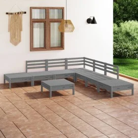 Garden furniture set 8 pieces solid gray pine wood by vidaXL, Garden sets - Ref: Foro24-3082654, Price: 392,45 €, Discount: %