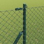 Valla de eslabones de cadena con postes Verde 1.6 x 10 m Acero