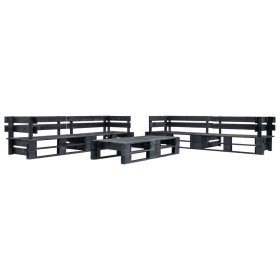 6-piece black wooden pallet garden furniture set by vidaXL, Garden sets - Ref: Foro24-277436, Price: 433,13 €, Discount: %