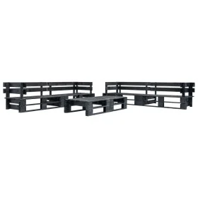 6-piece black wooden pallet garden furniture set by vidaXL, Garden sets - Ref: Foro24-277436, Price: 397,07 €, Discount: %