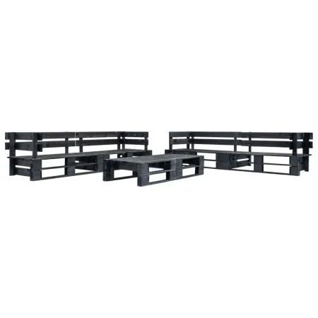 6-teiliges Gartenmöbelset aus schwarzen Holzpaletten von vidaXL, Gartensets - Ref: Foro24-277436, Preis: 412,68 €, Rabatt: %