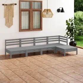 5-teiliges Gartenmöbel-Set Kiefernholz massiv grau von vidaXL, Gartensets - Ref: Foro24-3082659, Preis: 254,72 €, Rabatt: %