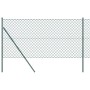Valla de eslabones de cadena con postes Verde 1 x 10 m Acero