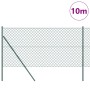 Valla de eslabones de cadena con postes Verde 1 x 10 m Acero