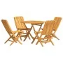 Juego de comedor para jardín 5 piezas madera maciza de teca de vidaXL, Conjuntos de jardín - Ref: Foro24-3155027, Precio: 426...