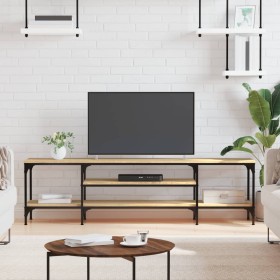 Mueble TV hierro madera contrachapada roble Sonoma 161x35x45 cm