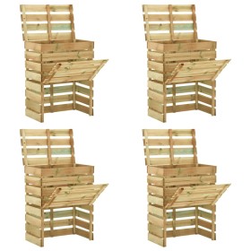 Compostadores de láminas 4 uds madera de pino 80x50x100 cm