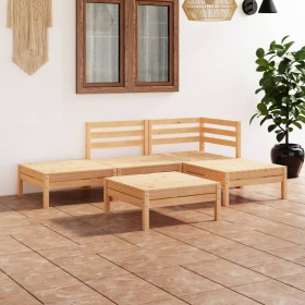 Juego de muebles de jardín 5 piezas madera maciza pino