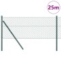 Valla de eslabones de cadena con postes Verde 0.6 x 25 m Acero