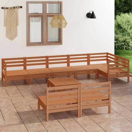 Garden furniture set 9 pieces solid honey brown pine wood by vidaXL, Garden sets - Ref: Foro24-3082892, Price: 495,41 €, Disc...