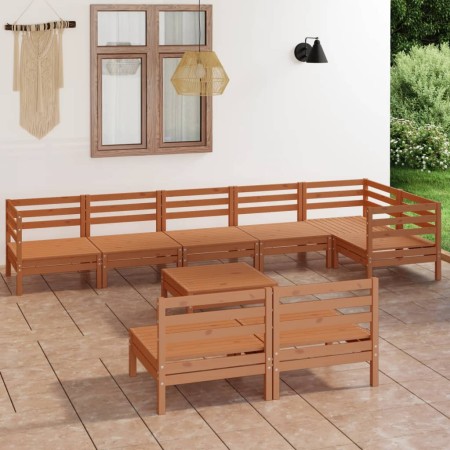 Gartenmöbel-Set 9-teilig aus massivem honigbraunem Kiefernholz von vidaXL, Gartensets - Ref: Foro24-3082892, Preis: 502,43 €,...