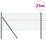 Valla de eslabones de cadena con postes Verde 0.6 x 25 m Acero