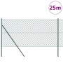 Valla de eslabones de cadena con postes Verde 1.2 x 25 m Acero