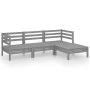 Gartenmöbel-Set 4-teilig aus massivem grauem Kiefernholz von vidaXL, Gartensets - Ref: Foro24-3082669, Preis: 218,42 €, Rabat...