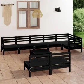 9-teiliges Gartenmöbel-Set aus massivem Kiefernholz schwarz von vidaXL, Gartensets - Ref: Foro24-3082893, Preis: 474,90 €, Ra...
