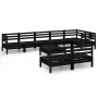 9-teiliges Gartenmöbel-Set aus massivem Kiefernholz schwarz von vidaXL, Gartensets - Ref: Foro24-3082893, Preis: 474,90 €, Ra...